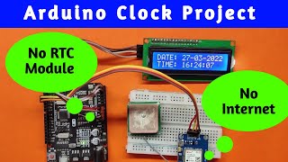 Neo GPS 6m Date amp Time I2C LCD  Arduino Clock  Uno  Arduino Iot Cloud teachmesomething [upl. by Mattie]