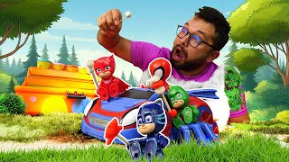 PJ Masks oyuncakları ormanda kaldı  Oyun hamuru zamanı Çocuklar için eğitici oyunlar [upl. by Aysahc]