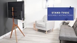 STANDTV65C Solid Wood TV Floor Stand for 45quot to 65quot TVs Assembly by VIVO [upl. by Orodoet]