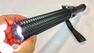 CREE LED Telescoping Extendable Tactical Baton Bat SelfDefense Strikelight Torch Flashlight review [upl. by Rushing]