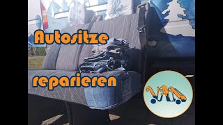 Autositze reparieren DIY Nähideen Sitzbezug Kopfstütze amp Sonnenblende aus Jeans  Vor Vanlife  4 [upl. by Ailina65]