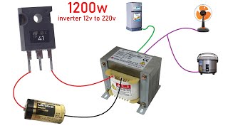 How to make simple inverter 12v to 220v TIP41 TIP42 transistor  No IC  Simple circuit [upl. by Agan520]