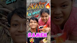 2x SPICY RAMEN NOODLES CHALLENGE 🍜 [upl. by Yesdnil]