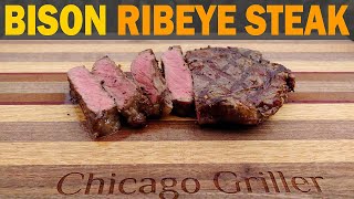 BISON RIBEYE STEAK  Alternative to Beef Steak  Weber Q Grill [upl. by Oruntha]