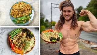 Vegan High Protein Full Day of Eating  MACROS INCLUDED BULKING [upl. by Kenwrick]