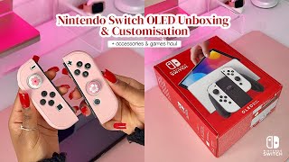 Nintendo Switch OLED Unboxing amp Customisation 🌸💘 [upl. by Darlleen]