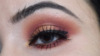 Golden Eyemakeup For PartyWedding  Stepbystep makeup for beginners  Red Golden Bridal Eyemakeup [upl. by Strickler]