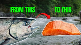 SMALL RIVER SALMON FISHING  Bourbon Maple Smoked Salmon Recipe [upl. by Hanah]