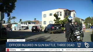 Officer injured in gun battle three dead [upl. by Dew340]