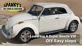 How to lower a Super Beetle convertible Volkswagen Bug pick tires and a Disc brake conversion [upl. by Benioff]