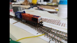 Wisselbouw testritten Handlaid N scale turnout 6 update 8824 [upl. by Rehtaef]