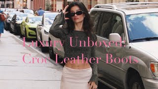 Unboxing the Ultimate Croc Leather Boots  MustHave Fashion for Fall [upl. by Enialehs]