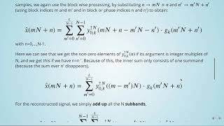 Multirate Signal Processing 10 Transforms as Filter Banks  03 Equivalent Synthesis Filter Bank [upl. by Yehtomit]