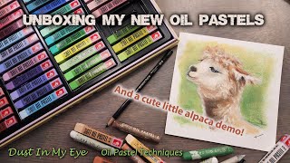 Unboxing My New Lightwish Oil Pastels  and a cute little alpaca painting demo [upl. by Tisman443]