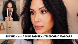 SKY HIGH vs LASH PARADISE vs TELESCOPIC MASCARA  BEST DRUGSTORE MASCARAS [upl. by Farnsworth]