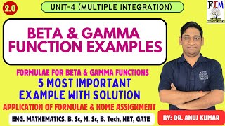 BETA GAMMA FUNCTION IMPORTANT QUESTIONS  BETA AND GAMMA FUNCTION EXAMPLES  ENGINEERING MATHEMATICS [upl. by Brott]