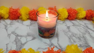 DIY Gel Wax Candle making at Home l Diwali Special [upl. by Paff]