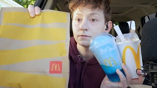 ASMR McDonalds Fast Food Triple Cheeseburger Chicken Nuggets Ice Cream McFlurry Car Mukbang [upl. by Anairol]