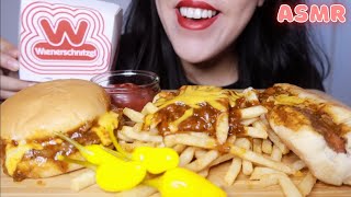 ASMR WIENERSCHNITZEL CHILI CHEESE FRIES HOT DOG amp BURGER [upl. by Htebazie768]