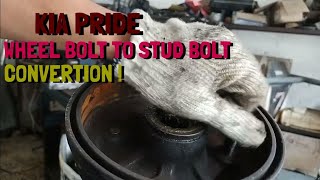 KIA PRIDE CONVERT WHEEL BOLT INTO STUD BOLT TOTURIAL [upl. by Aibar]