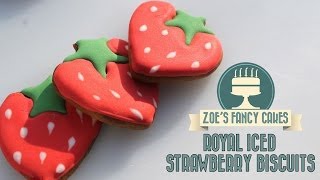 Royal icing strawberry biscuits How To Tutorial Zoes Fancy Cakes [upl. by Rauch219]