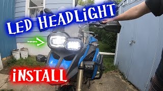 BMW F800GS LED headlight install KEMiMOTO LED light [upl. by Ranilopa]