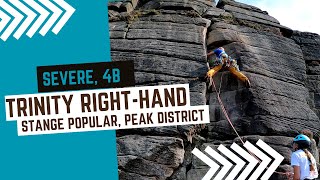 Trad climbing in Peak District  Right Hand Trinity  Severe 4b  Stanage Popular [upl. by Nyrok]