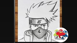 Kakashi Hatake drawing step by step  Anime drawing step by step  Easy drawing ideas for beginners [upl. by Ostler]