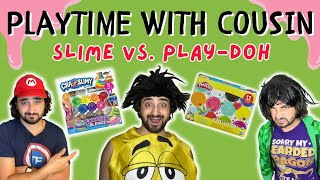 Slime vs PlayDoh  Playtime w Cousin [upl. by Auqinot]