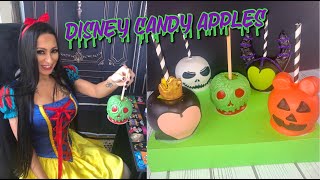 DISNEY CANDY APPLES  Halloween Party Treats 2021  How to make Caramel Chocolate Apples [upl. by Eppilihp]