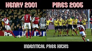 Thierry Henry amp Pires  Identical Free Kick Goals  2001  2005 [upl. by Ennovehs]