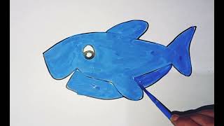 Shark Drawing  Painting and Coloring for Kids  Toddlers coloring shark sharkdrawing [upl. by Till115]