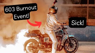 HUGE 603 Burnout Event  Bike Catches On Fire [upl. by Cott673]