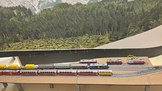 Kato RhB Spur N Testfahrten Lokzüge auf der Albulabahn und warten auf Weichen und Rückmeldemodule [upl. by Pamelina391]