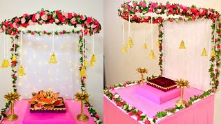 Ganpati Decoration ideas at Home  How to make stand for Ganpati Decoration  Festival Decor  pooja [upl. by Nowahs]