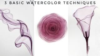 3 Basic Watercolor Techniques of Transparent and Botanical Painting [upl. by Jacoba]