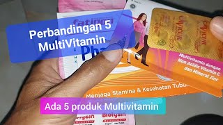 Perbandingan 5 Suplemen Vitamin B  Multivitamin  Fatigon Pharmaton Cavicur Biolysin Enervon Active [upl. by Ninel]