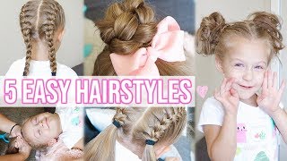 5 EASY HAIRSTYLES FOR LITTLE GIRLS  Back to School Hairstyles for Girls [upl. by Trebreh]