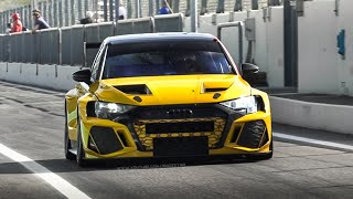 3 x Audi RS3 LMS TCR 2022 Testing at Monza Practice Starts Accelerations amp Sound [upl. by Nyberg307]