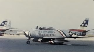 Air Force Air Show Bitburg AFB Germany 1961  Sky Blazers F86F Sabre  F100 Super Sabre  C119 [upl. by Lehplar]