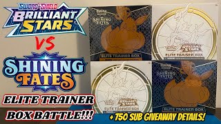 BRILLIANT STARS vs SHINING FATES Elite Trainer Box Battle  GIVEAWAY DETAILS pokemon card opening [upl. by Lagasse]