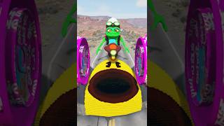 Crazy Frog Skibidi Toilets amp Funny Cars VS Bollard Barbie amp PacMan in BeamNGDrive shorts [upl. by Nylaf]