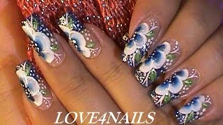 ♥ Arte De Uñas Delicado En Color Azul Con Brillos ♥ [upl. by Schwenk]