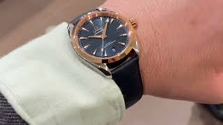 OMEGA Seamaster Aqua Terra 38mm  blue dial steel gold case [upl. by Goldberg707]