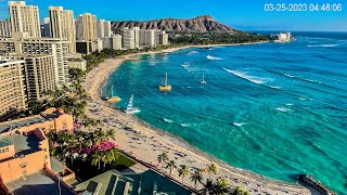 🌴🅻🅸🆅🅴🌴Waikiki view from Sheraton Hotel🚤 Honolulu 🌊 Hawaii Webcam🌏Kuhio Beach Park🏊‍♀️ [upl. by Niwde795]