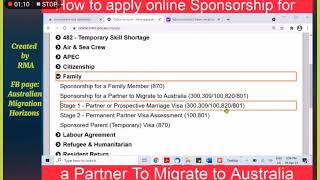 Partner Visa Form40SP  HOW TO APPLY ONLINE Sponsorship for a Partner Visa SpouseVisa [upl. by Tepper]