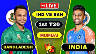 🔴 Live  India vs Bangladesh 1st T20 Match Today 2024  Ind vs Ban 1st T20 Watch Score Commentary [upl. by Assilaj]