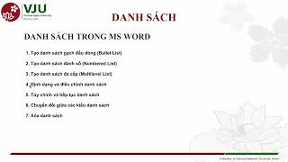 Session 02  Lesson 03  Danh sách trong MS Word [upl. by Elroy569]