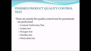 Evaluation of parenteral preparation [upl. by Adidnac]