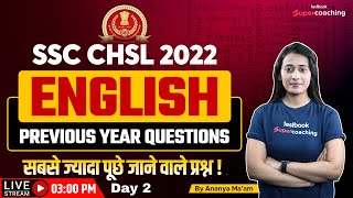 SSC CHSL Previous Year Paper  English  SSC CHSL English Solved Paper  Day 2  By Ananya Maam [upl. by Rodrick]